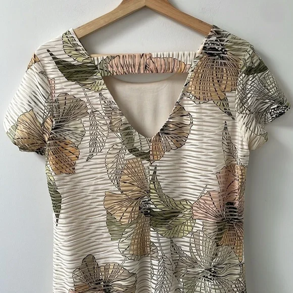 Nicole Miller Studio floral shift shirt mini dress US6 shortsleeve - Picture 4 of 12
